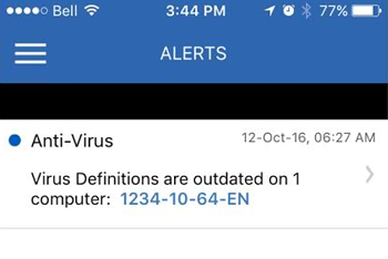 Alerts available on Deep Freeze Administrator Mobile App