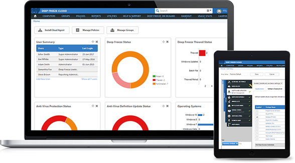 Deep Freeze Cloud provides one console to Secure, Update and Manage your computers.