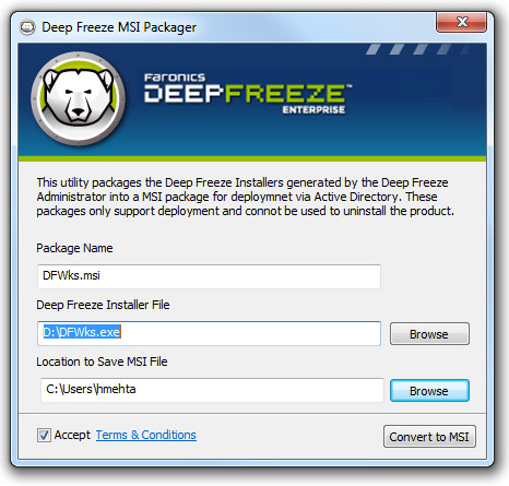 How to Use the Deep Freeze MSI Packager